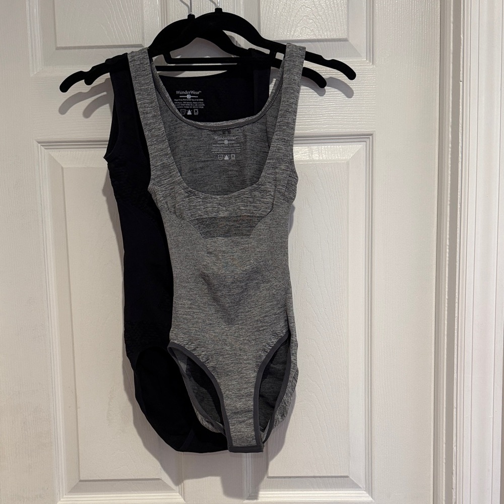 WonderWear Seamless Shaping Bodysuit Duo — Gray & Black